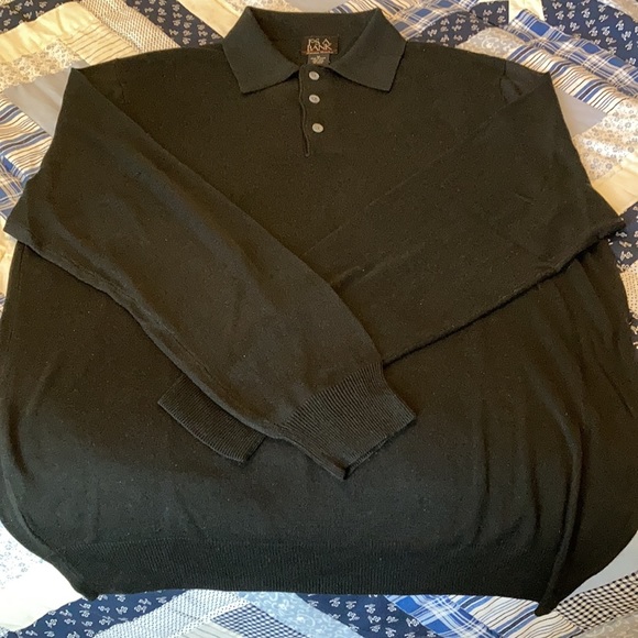 Jos A Bank Polo-Style Mens Black Long-Sleeved Shirt - Picture 2 of 5